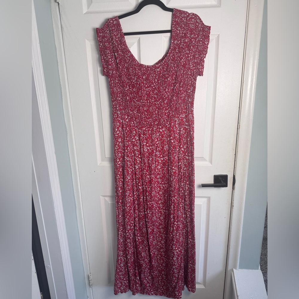 SHEIN Red Floral Maxi Dress